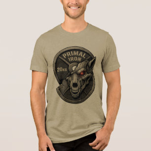 Primal Iron Wolf Gym Weight Plate Graphic T-Shirt Tri-Blend Shirt