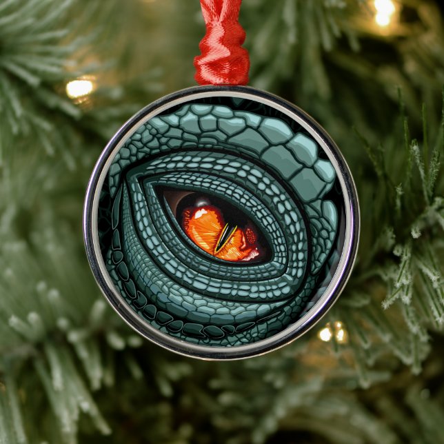 Primal Reptile Predator Eye Metal Ornament (Tree)