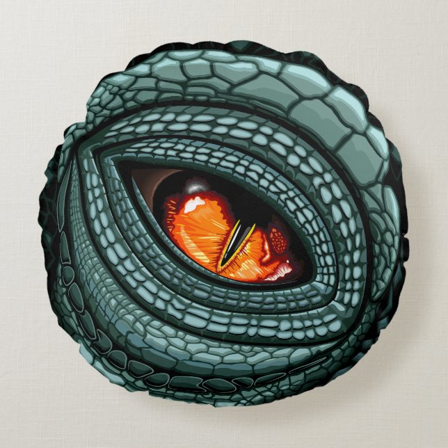 Primal Reptile Predator Eye Round Pillow (Front)