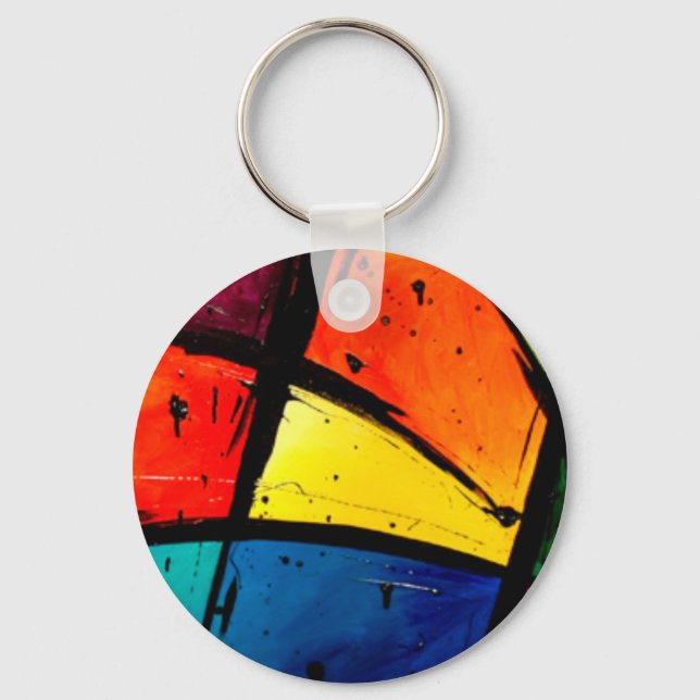 Primary Abstract Groovy Art Keychain (Front)