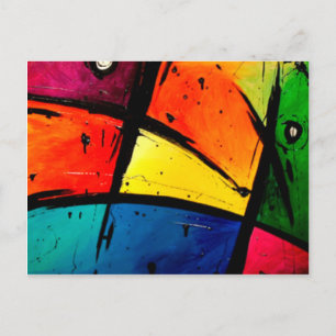 Primary Abstract Groovy Art Postcard