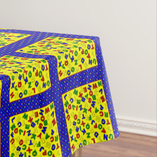 PRIMARY ALPHABET BLOCKS, Blue-52x70 TABLECLOTH