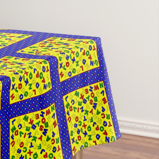 PRIMARY ALPHABET BLOCKS, Blue-52x70 TABLECLOTH (In Situ)