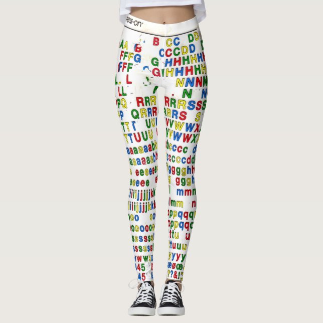 Primary Alphabet Latin Letters ABC's Colourful Leggings (Front)