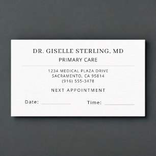 Primary Care Doctor Office Appointment Card