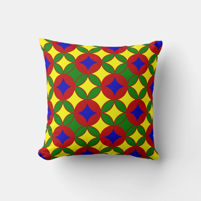 Primary Circles 02-Square Throw Pillow (Front)
