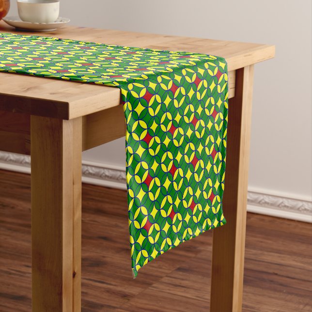 Primary Circles-11-COTTON TABLE RUNNER 14x72in (In Situ)