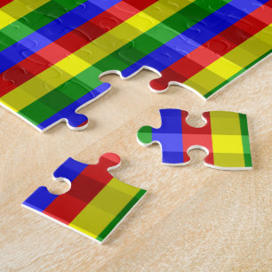 Primary Colors Checks Jigsaw Puzzle