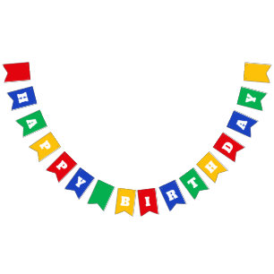 Primary Colors Happy Birthday Bunting Flags