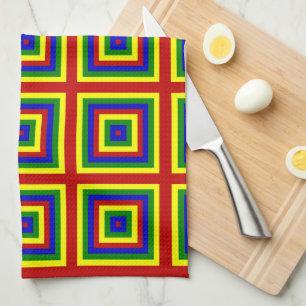 Primary Colors Layered Squares Kitchen Towel