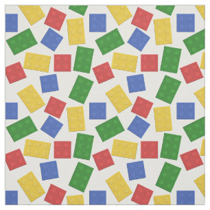 Primary Colors Toy Building Bricks Pattern Print Fabric