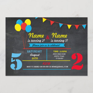 Primary Colour Birthday Girls Boys ANY AGE Invite