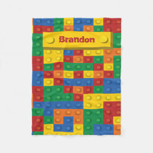 Primary Colour Brick Pattern W/ Custom Name Fleece Blanket