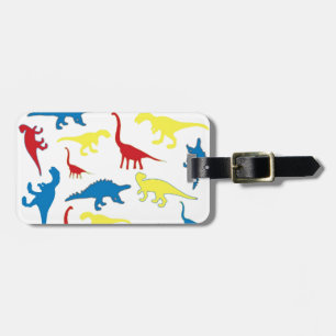 Primary colour dinosaurs pattern luggage tag