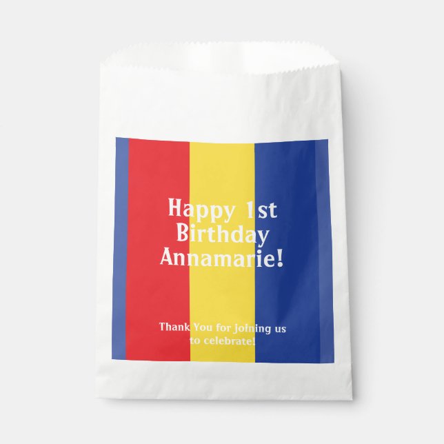 Primary Colours Birthday Party Favour Bag (Front)