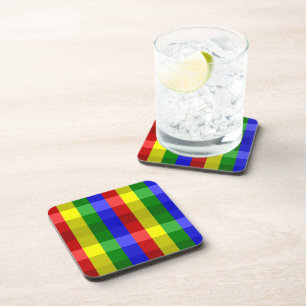Primary Colours Checks Coaster