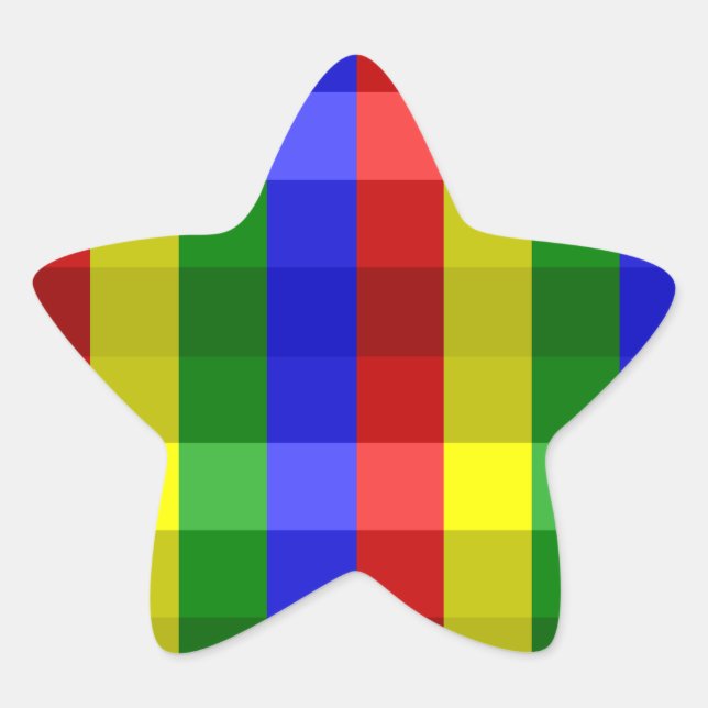Primary Colours Checks Star Sticker (Front)