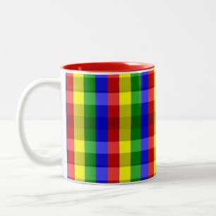Primary Colours Checks Two-Tone Coffee Mug