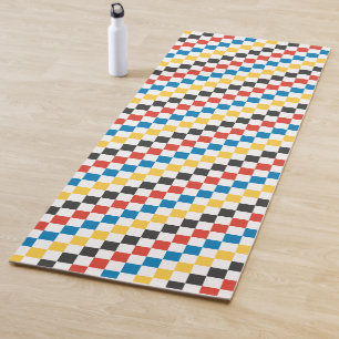 Primary Colours Chequerboard with Personalized Bac Yoga Mat