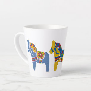 Primary Colours Dala Horses by Julia Latte Mug
