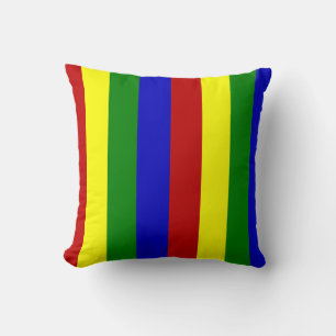 Primary Colours Fat Stripes-Sq Throw Pillow