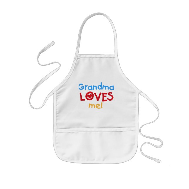 Primary Colours  Grandma Loves Me T-shirts Kids Apron (Front)