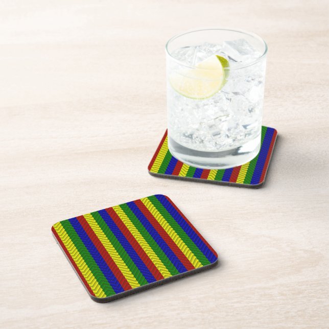 Primary Colours Herringbone Coaster (Right Side)