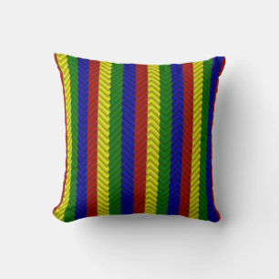 Primary Colours Herringbone-Sq Throw Pillow