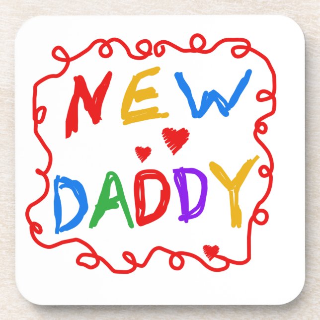 Primary Colours New Daddy Gifts Coaster (Front)