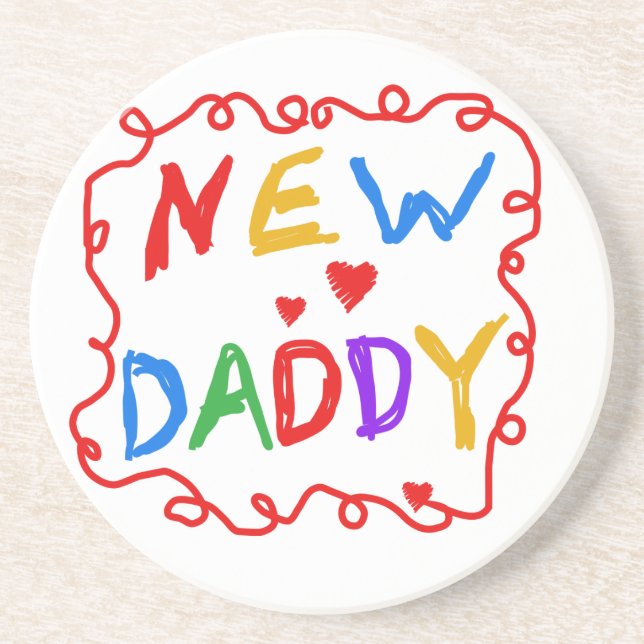 Primary Colours New Daddy Gifts Coaster (Front)