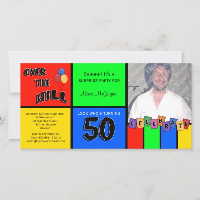 Primary Colours Photo Surprise 50th Birthday Party (Front)