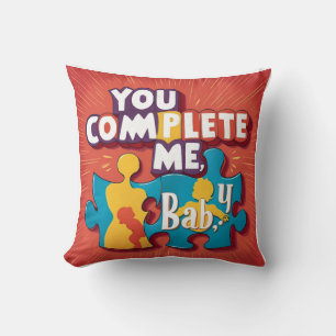 Primary Colours Puzzle: Mom & Baby ‘You Complete M Throw Pillow