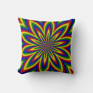 Primary Colours Rolled Flower 2-Sq Throw Pillow