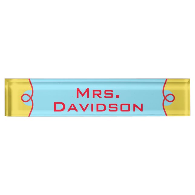 Primary Colours Teacher's Custom Desk Nameplate (Front)