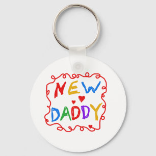 Primary Colours Text New Daddy Keychain