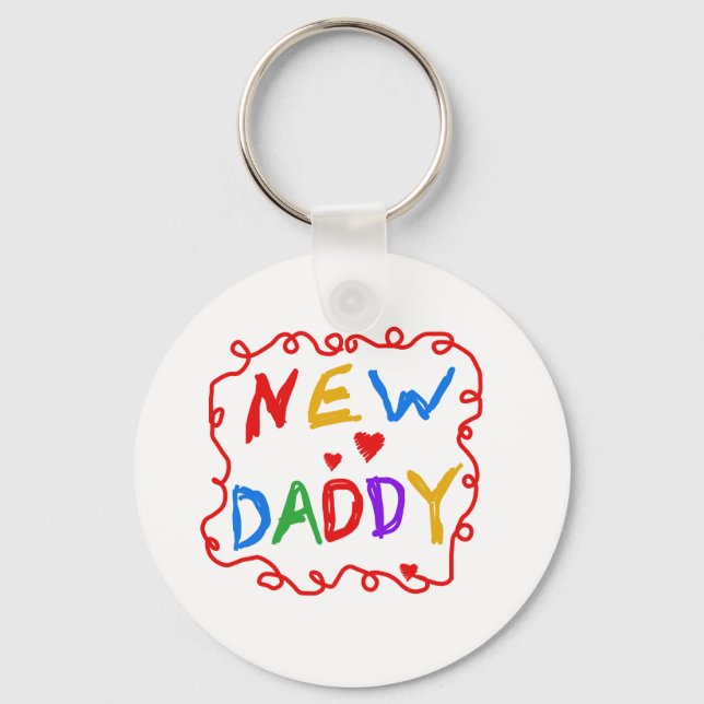Primary Colours Text New Daddy Keychain (Front)