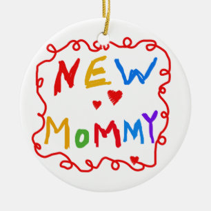 Primary Colours Text New Mommy Gifts Ceramic Ornament