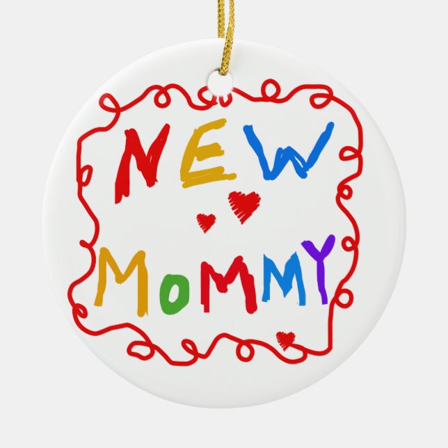 Primary Colours Text New Mommy Gifts Ceramic Ornament (Front)