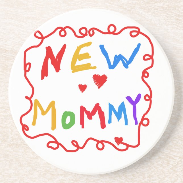 Primary Colours Text New Mommy Gifts Coaster (Front)