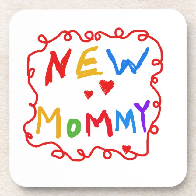 Primary Colours Text New Mommy Gifts Coaster (Front)