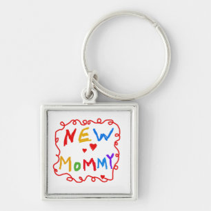 Primary Colours Text New Mommy Gifts Keychain