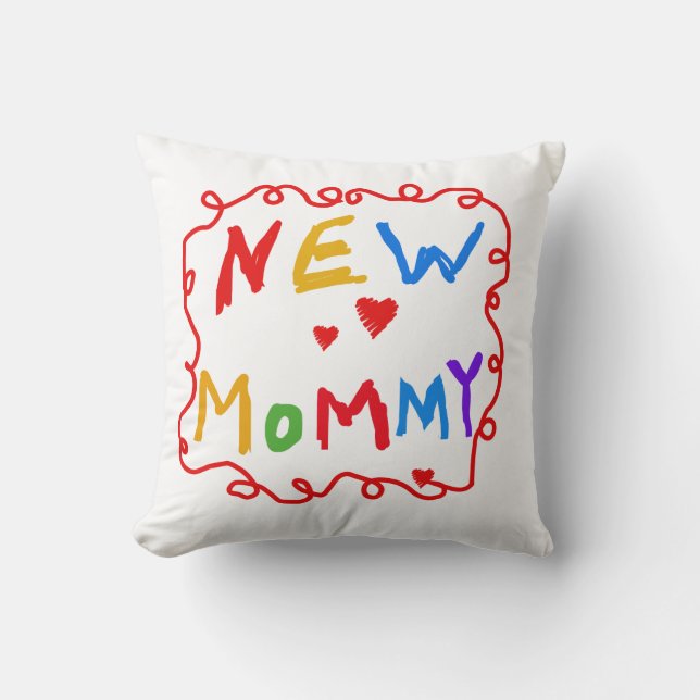 Primary Colours Text New Mommy Gifts Throw Pillow (Front)