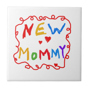 Primary Colours Text New Mommy Gifts Tile