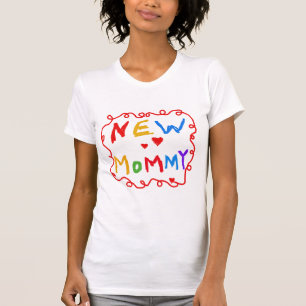 Primary Colours Text New Mommy  Tshirts
