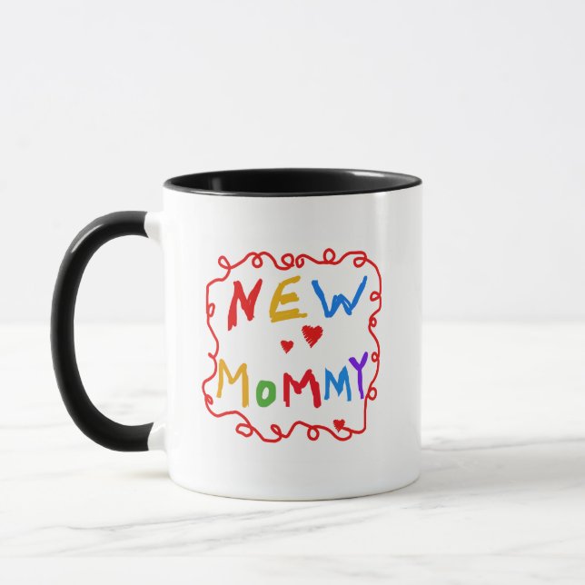 Primary Colours Text New Mommy  Tshirts Mug (Left)