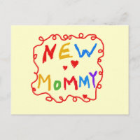 Primary Colours Text New Mommy  Tshirts