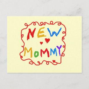 Primary Colours Text New Mommy  Tshirts Postcard