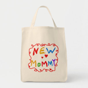 Primary Colours Text New Mommy Tshirts Tote Bag