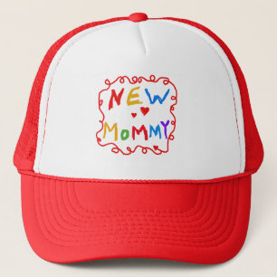 Primary Colours Text New Mommy Tshirts Trucker Hat