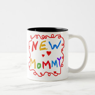 Primary Colours Text New Mommy   Two-Tone Coffee Mug